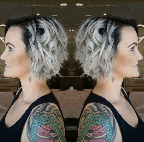 Curly silver hair