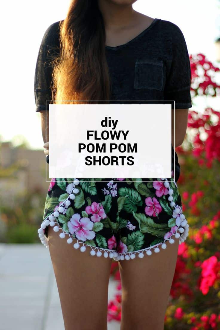 DIY flowy pom pom shorts