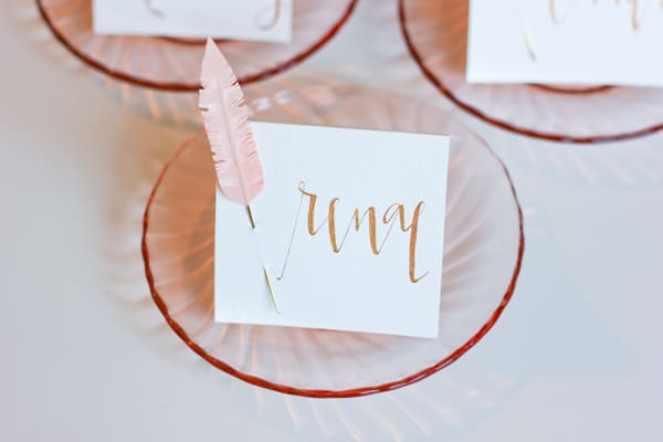 Feather place cards