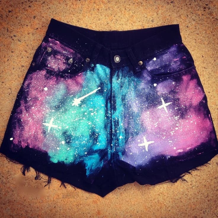 Hand painted galaxy shorts