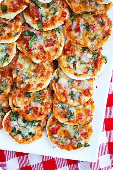Homemade dough mini pizzas