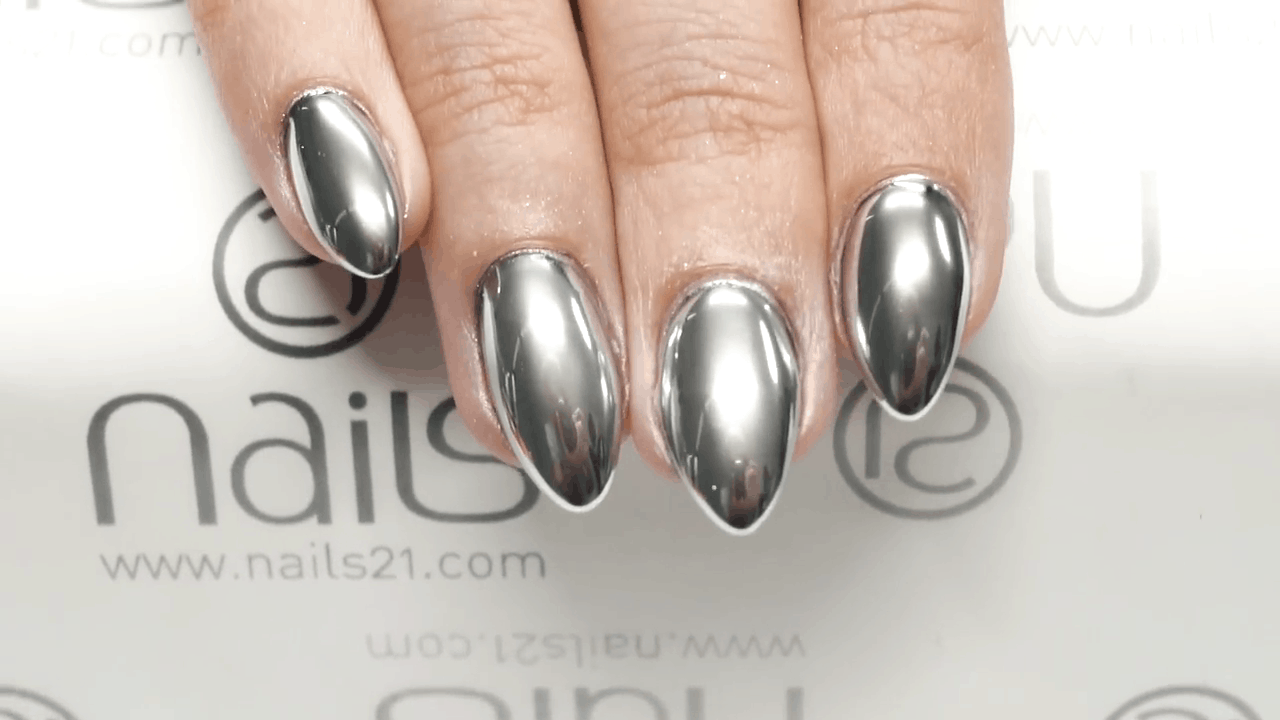 Silver mirror almond nails