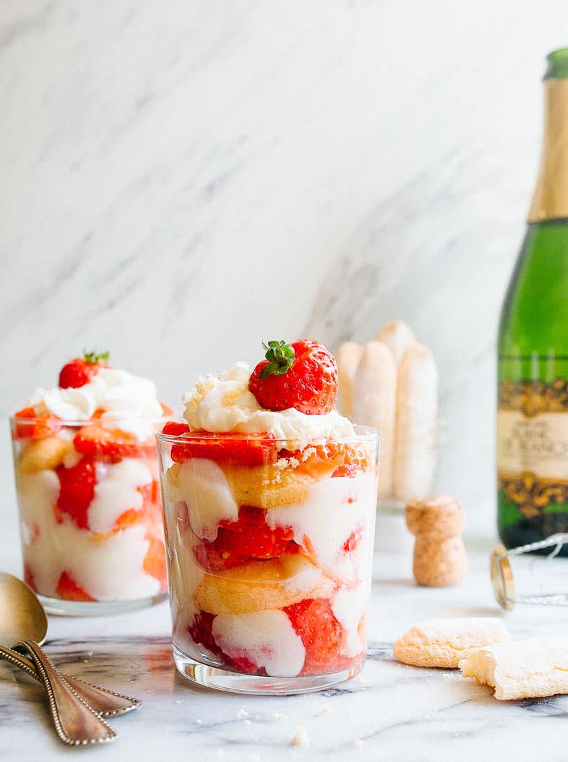 Strawberry champagne trifles