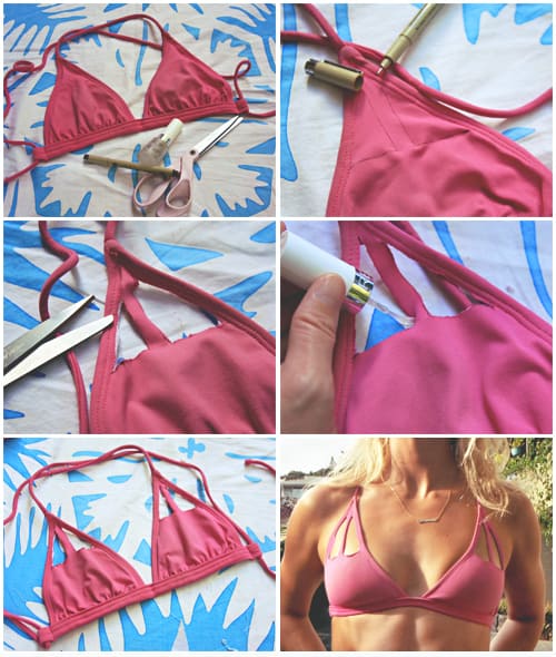 Triangle cut-outs bikini top