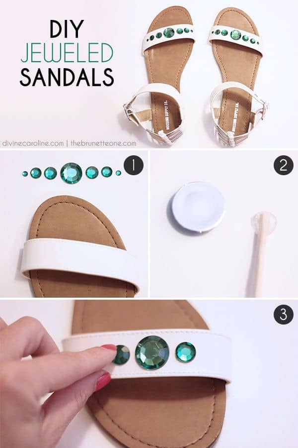 DIY jewel embellished sandals