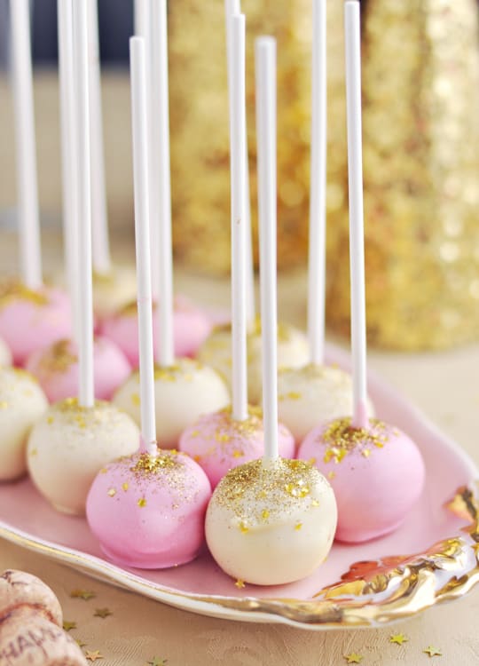 Pink champagne cake pops
