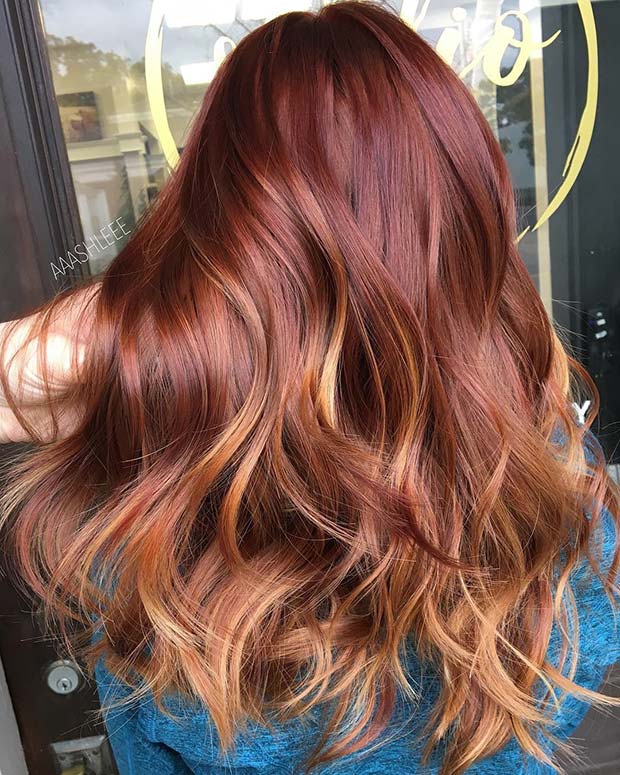 Red to copper balayage