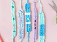 Woven yarn and sequin friendship bracelets 200x150 15 Friendship Bracelets for Kids to Make at Summer Camp and Beyond!