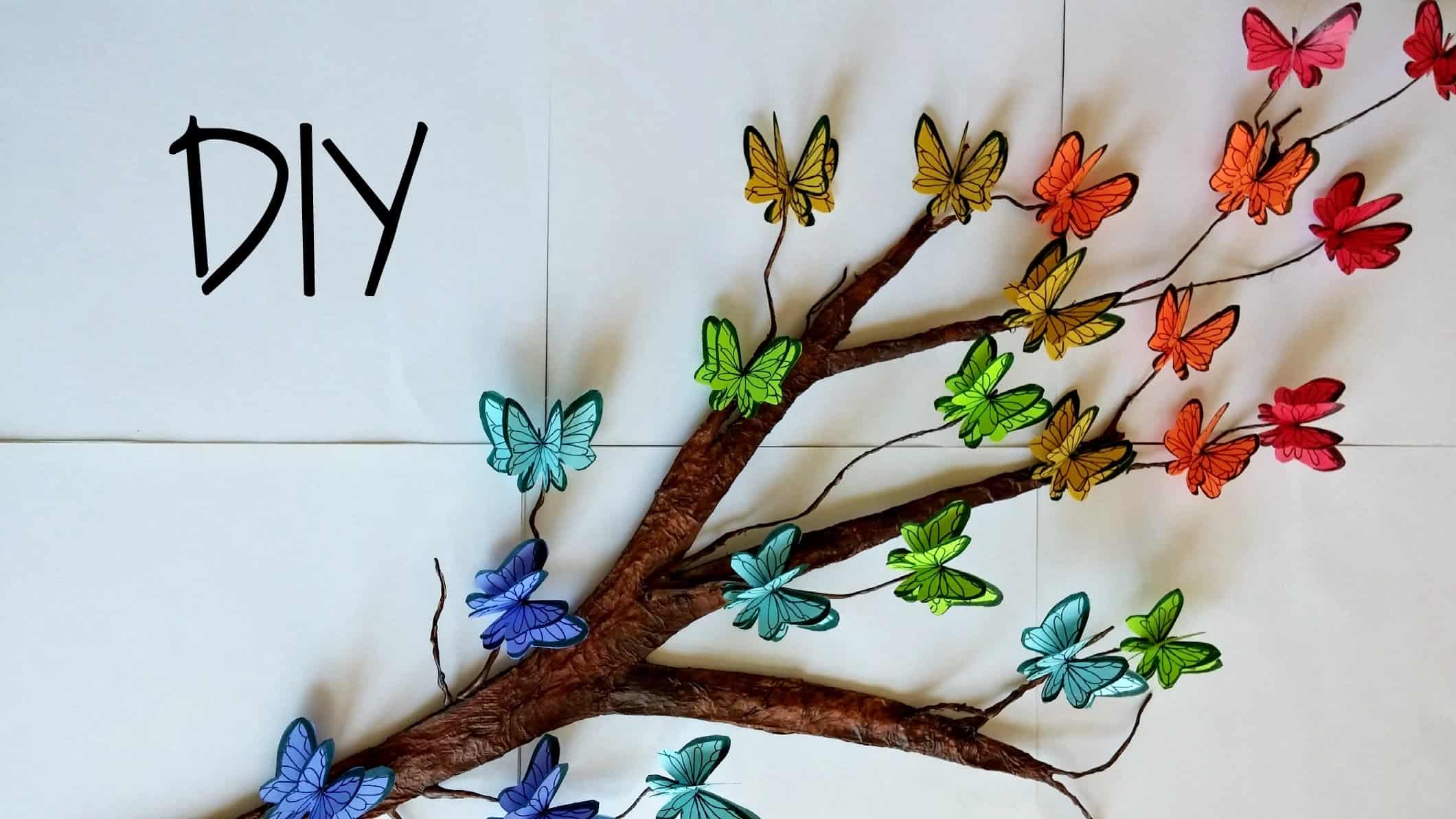 Butterfly and tree branch 3D art