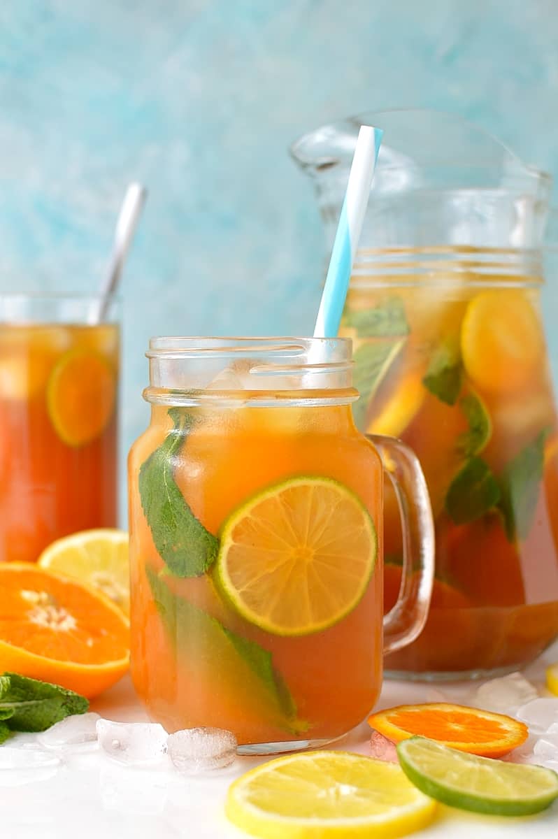 Citrus and mint ice tea