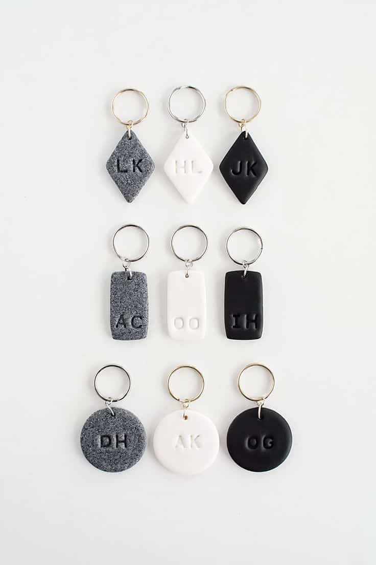 Clay monogram keychains