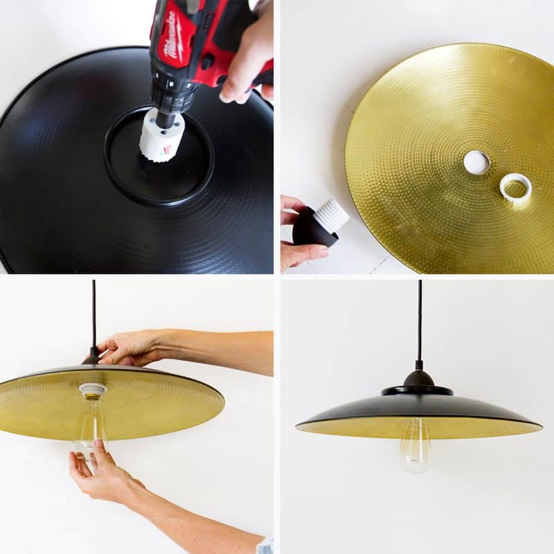DIY wide dish pendant light