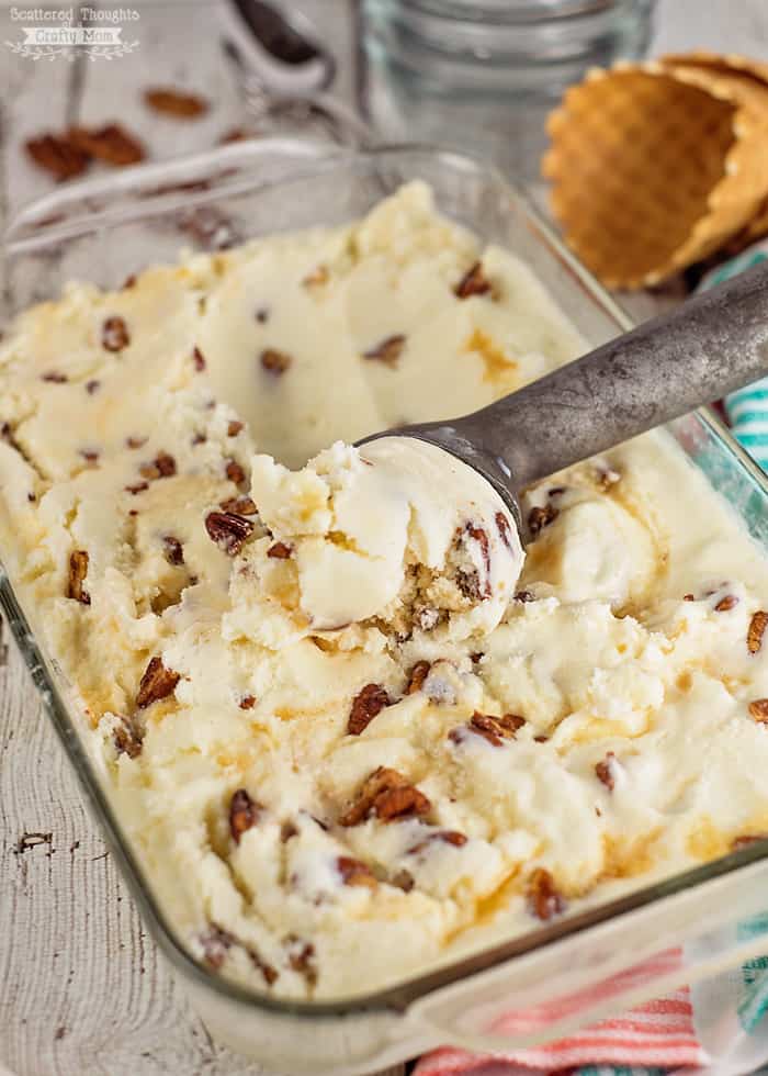 Homemade butter pecan ice cream