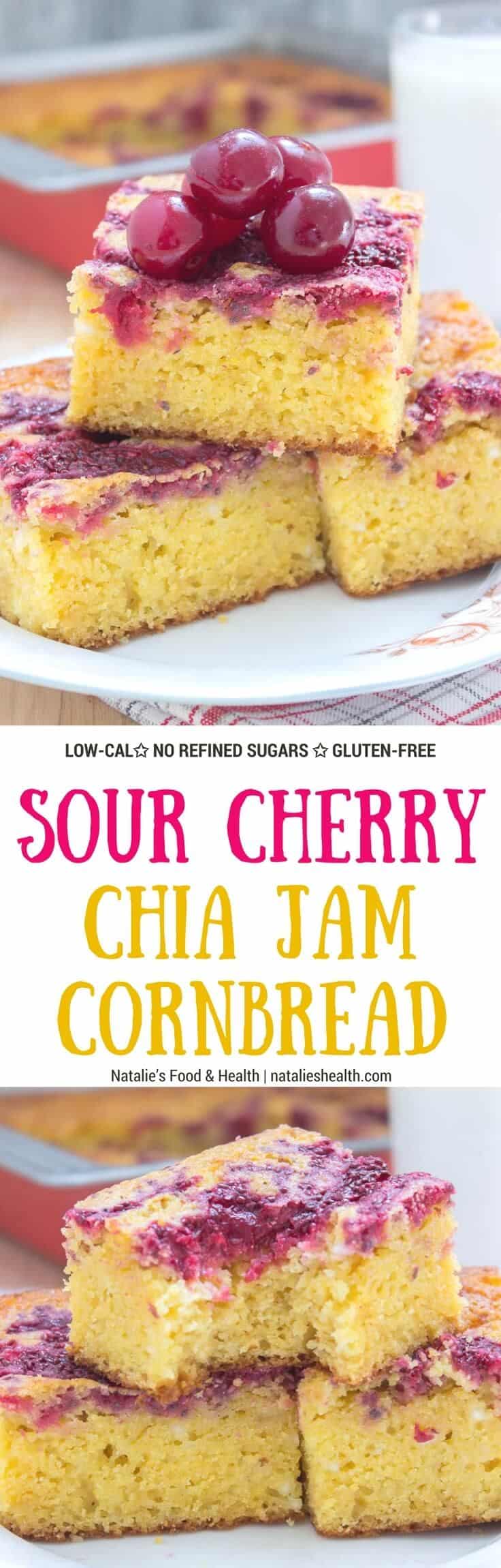 Sour cherry chia jam cornbread