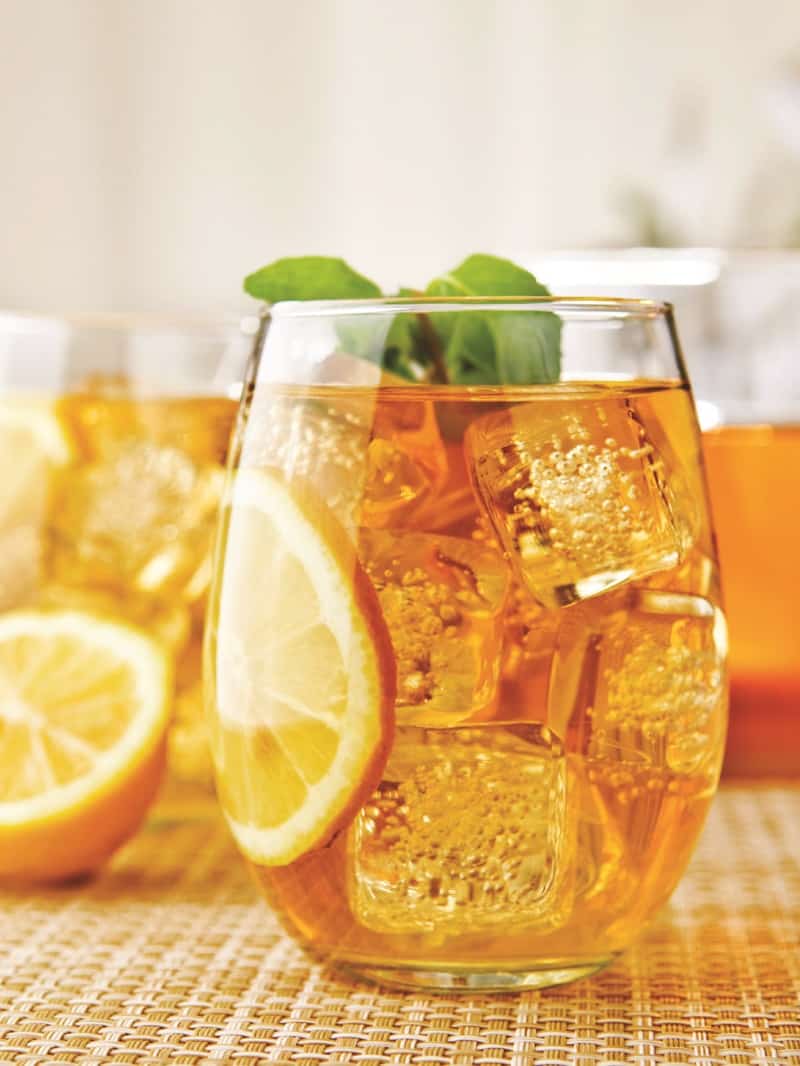 Sweet Southern sorghum iced tea with citrus