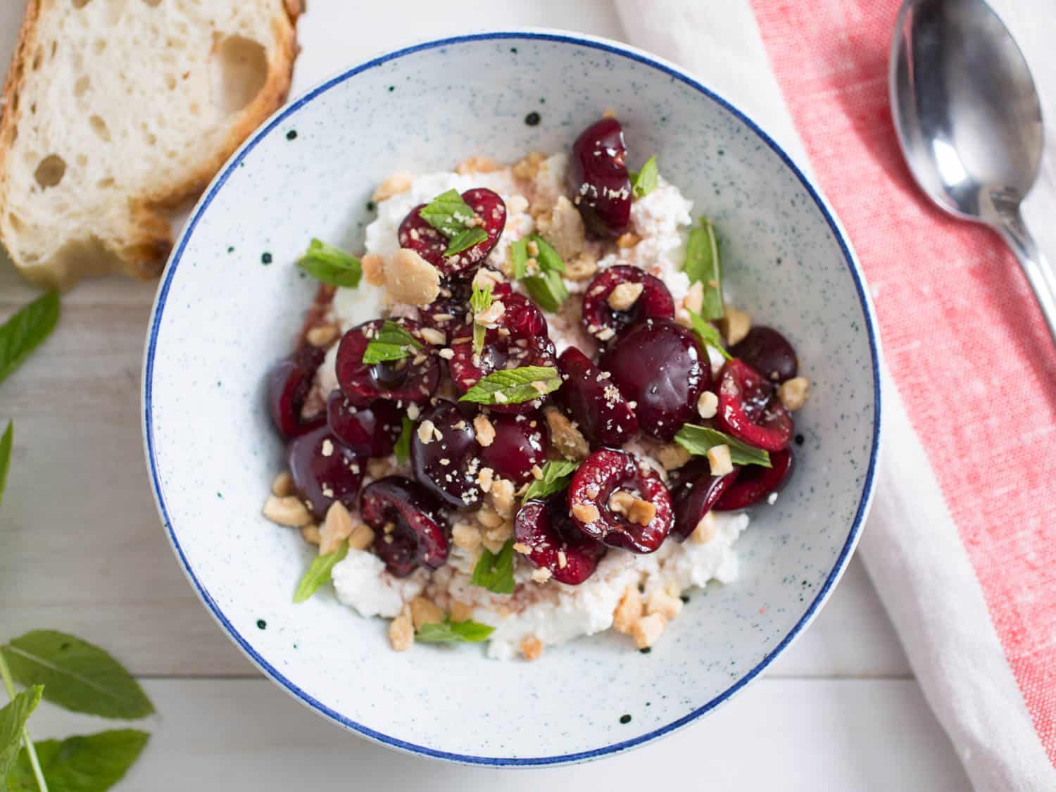 Sweet and sour cherry ricotta
