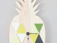 Wooden gemoetric pineapple clock 200x150 Fruity Overflow: Super Fun Pineapple Themed DIY Projects