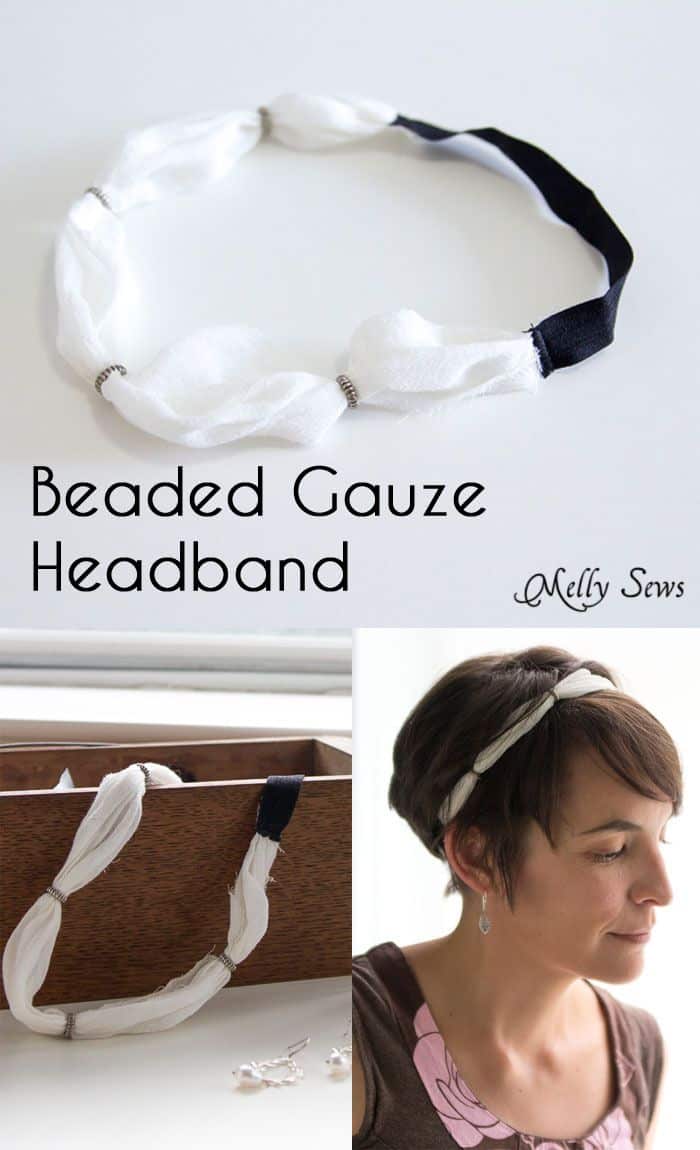 Beaded gauze headband