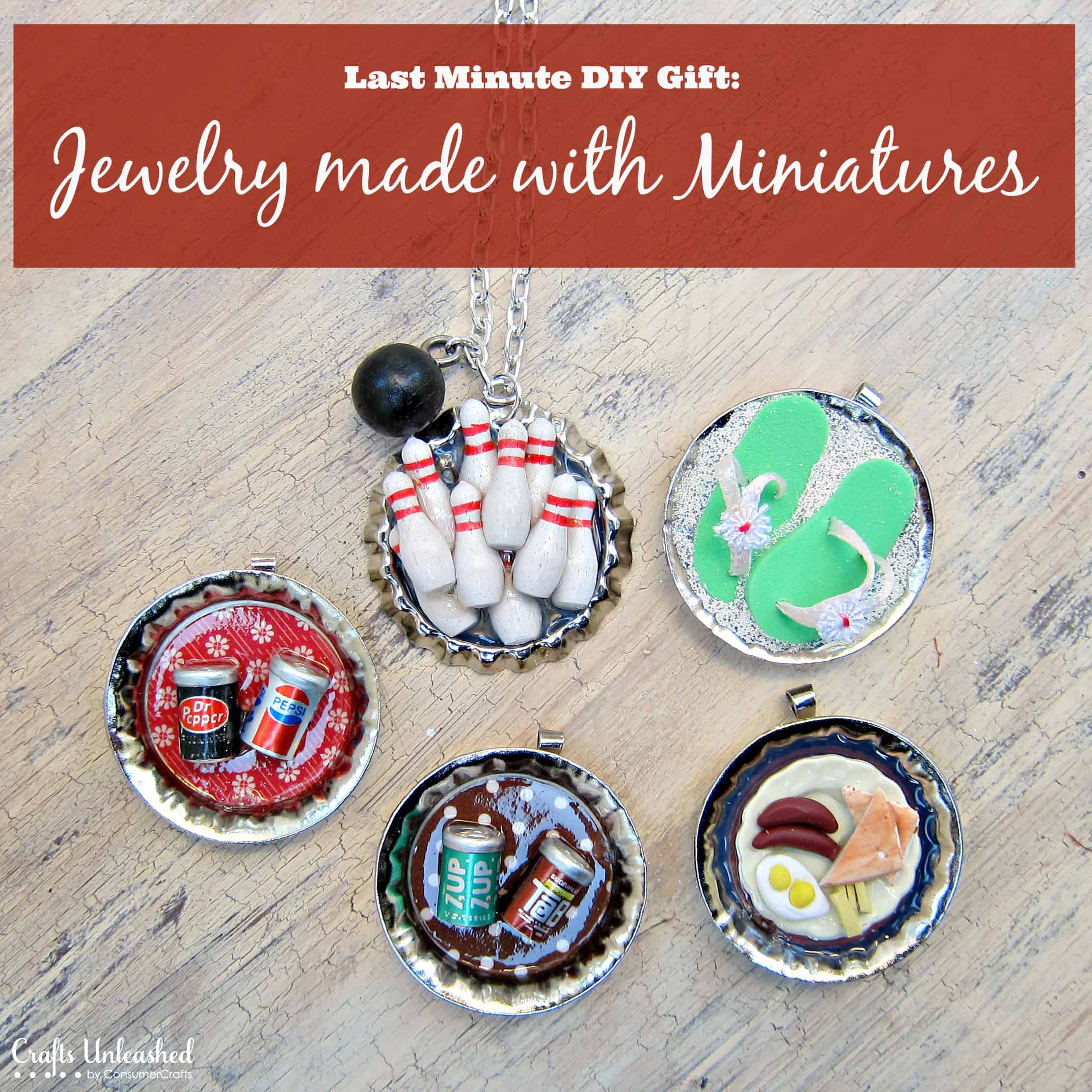 Bottle cap and miniature food necklace pendants