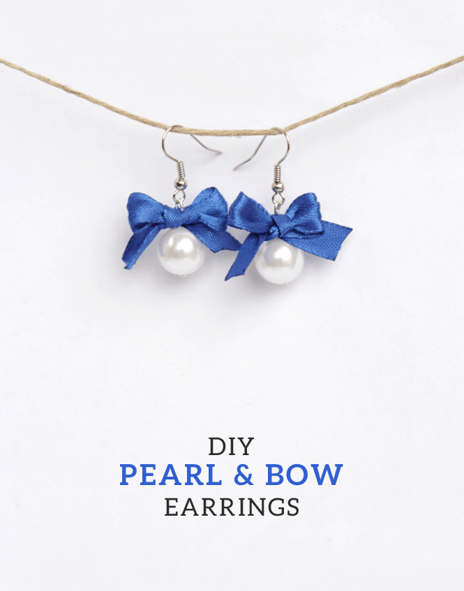 DIY pearl and bow earrings