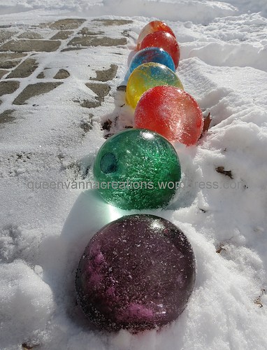 Frozen balloon ice marbles
