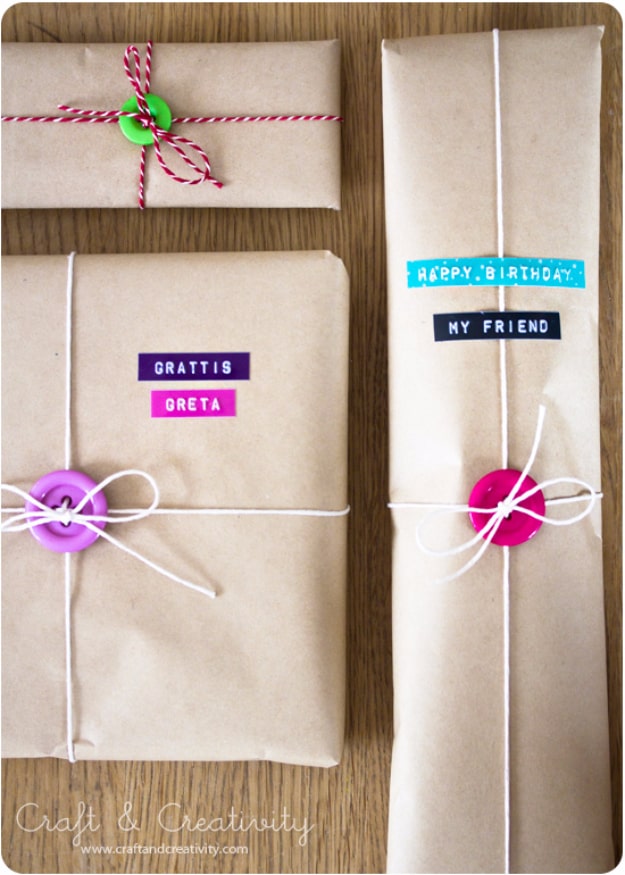 Gift wrap with buttons