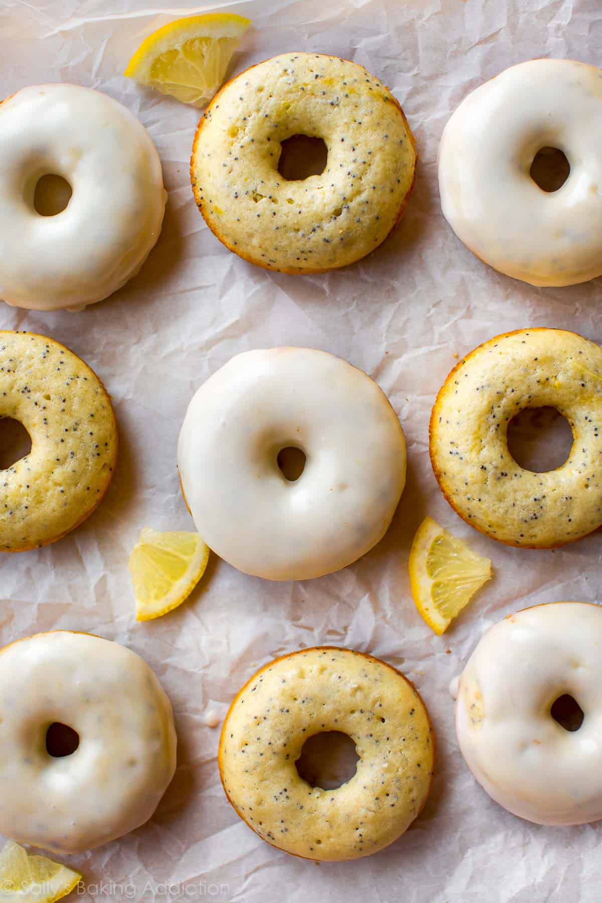 Glazed lemon poppy seed donuts