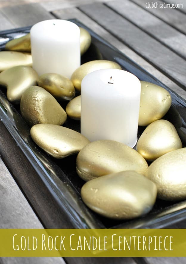 Gold rock candle centrepiece