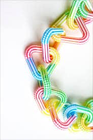 Linked drinking straw necklace