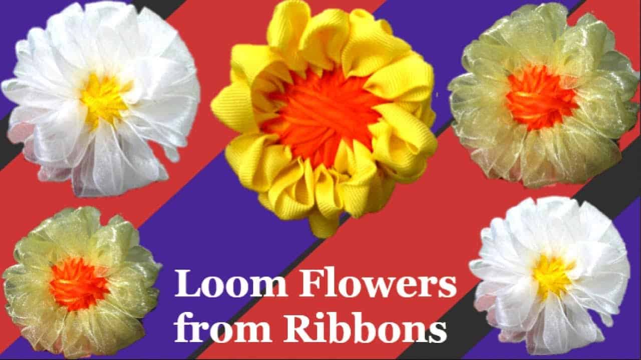 Loomed ribbon flowers