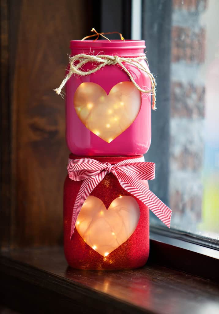 Mason jar heart lanterns