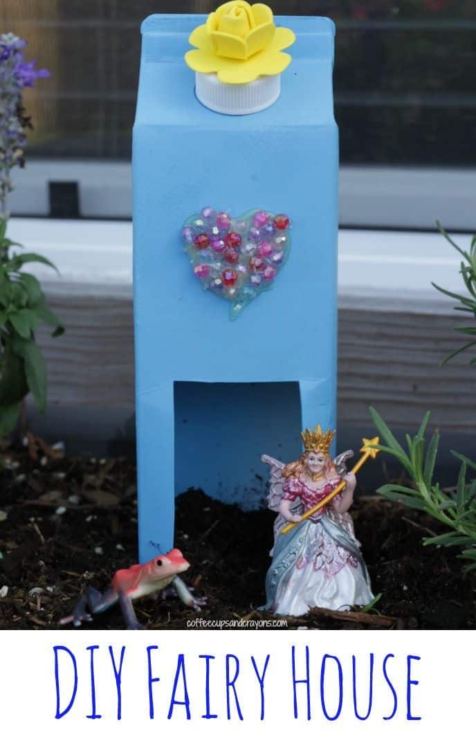 Milk carton fairy house