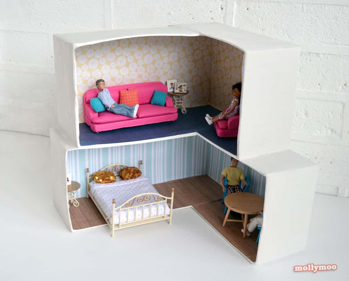 Multi-level shoebox dollhouse