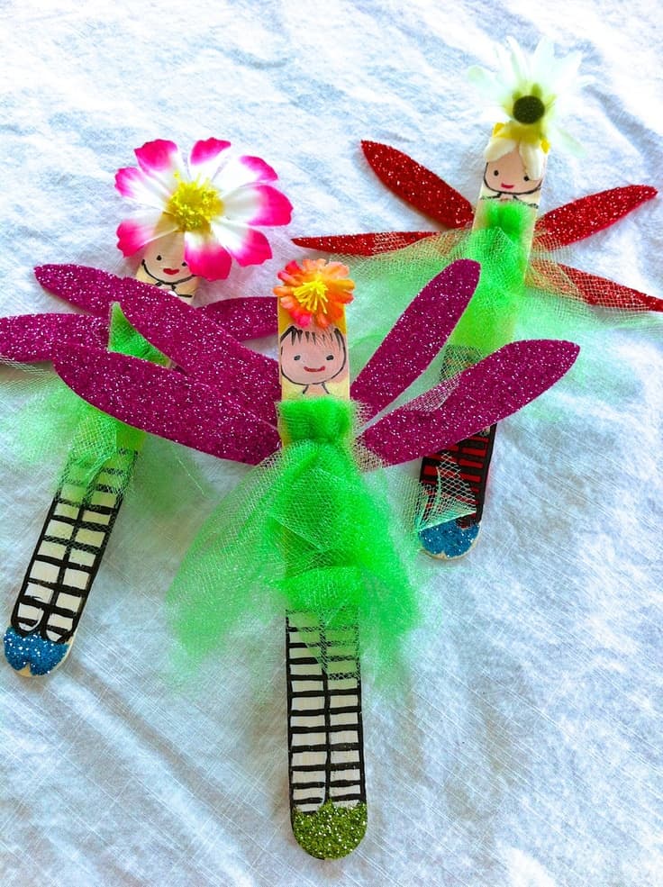 Popsicle stick ballerina fairies