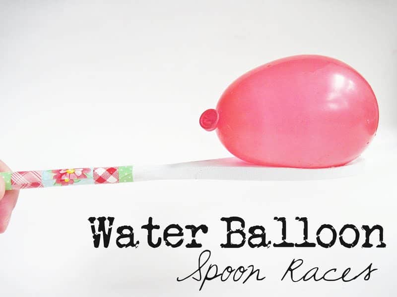 Water balloon spoon race game