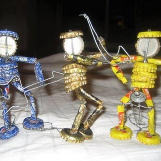 Wire and bottle cap man band
