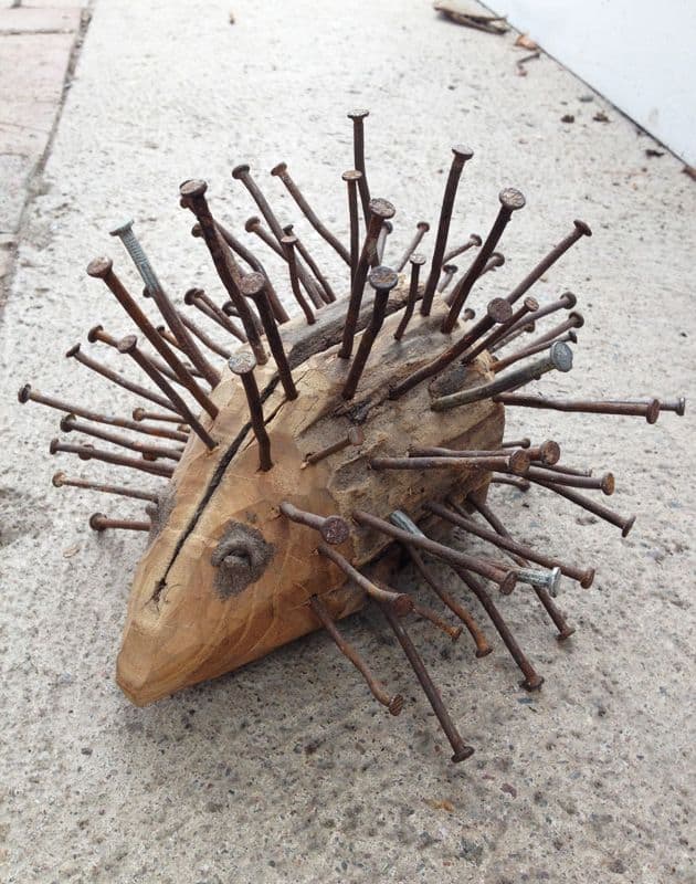 Wood and nail hedgehog