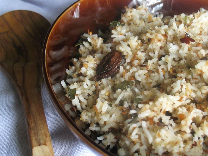 Coconut rice with fragrant seeds and spices