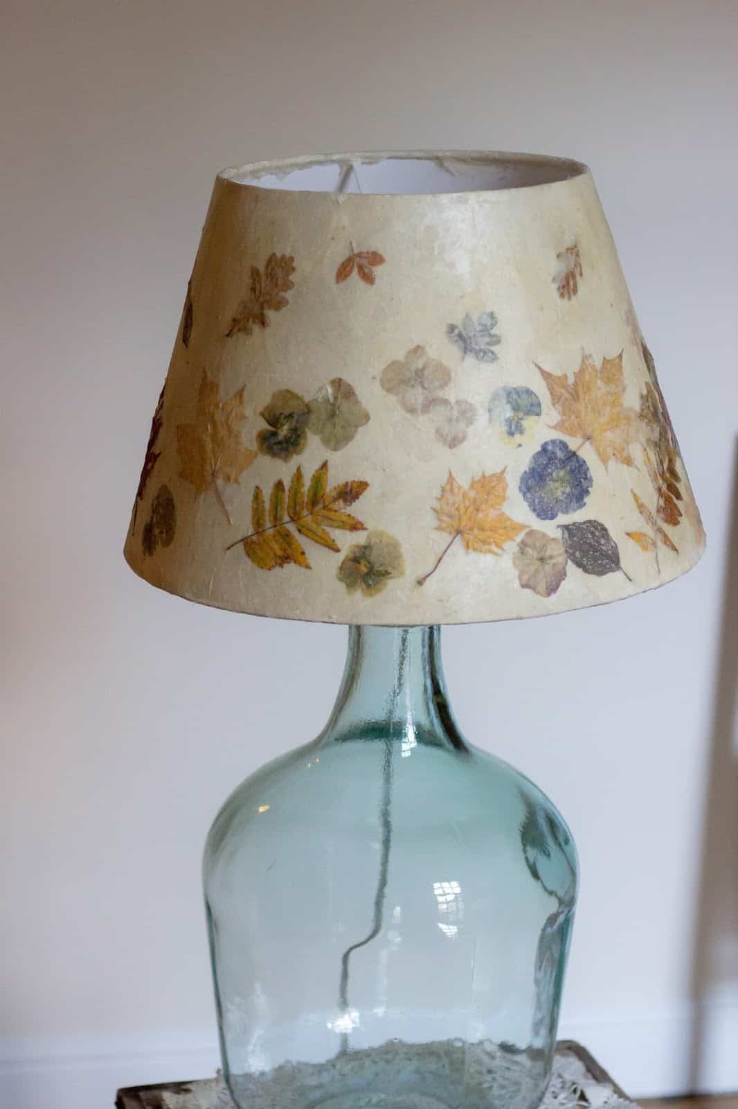 Flower and leaf decoupage lamp shade