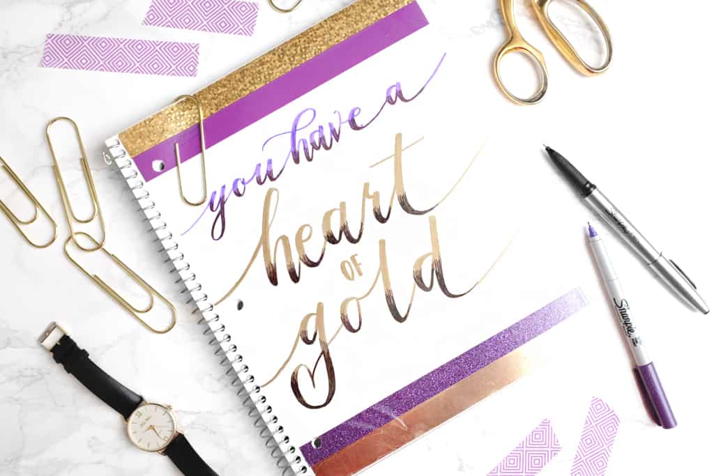 Hand lettered quote notebook