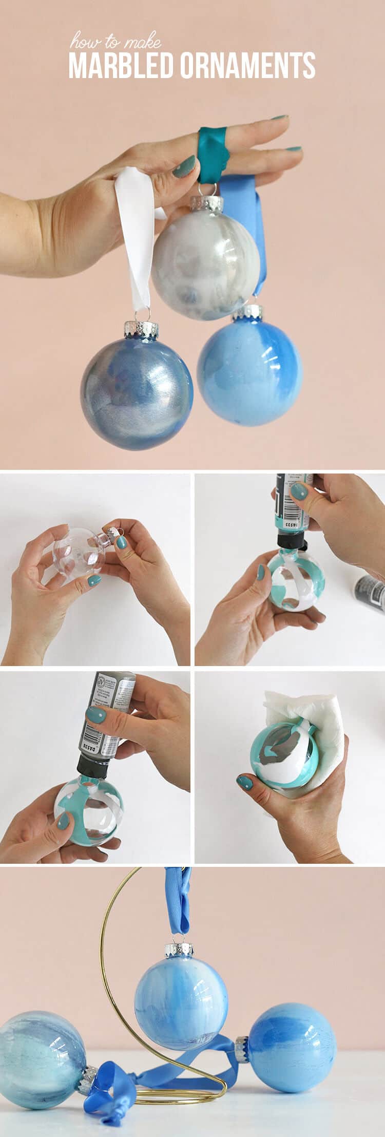 Marbled glass ball ornaments