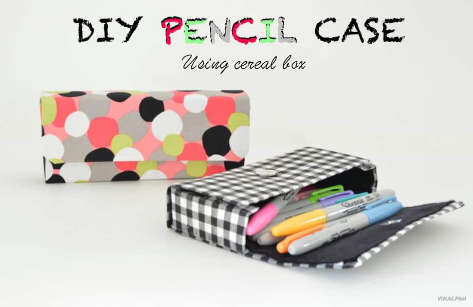 Pencil box from fabric and a cereal box