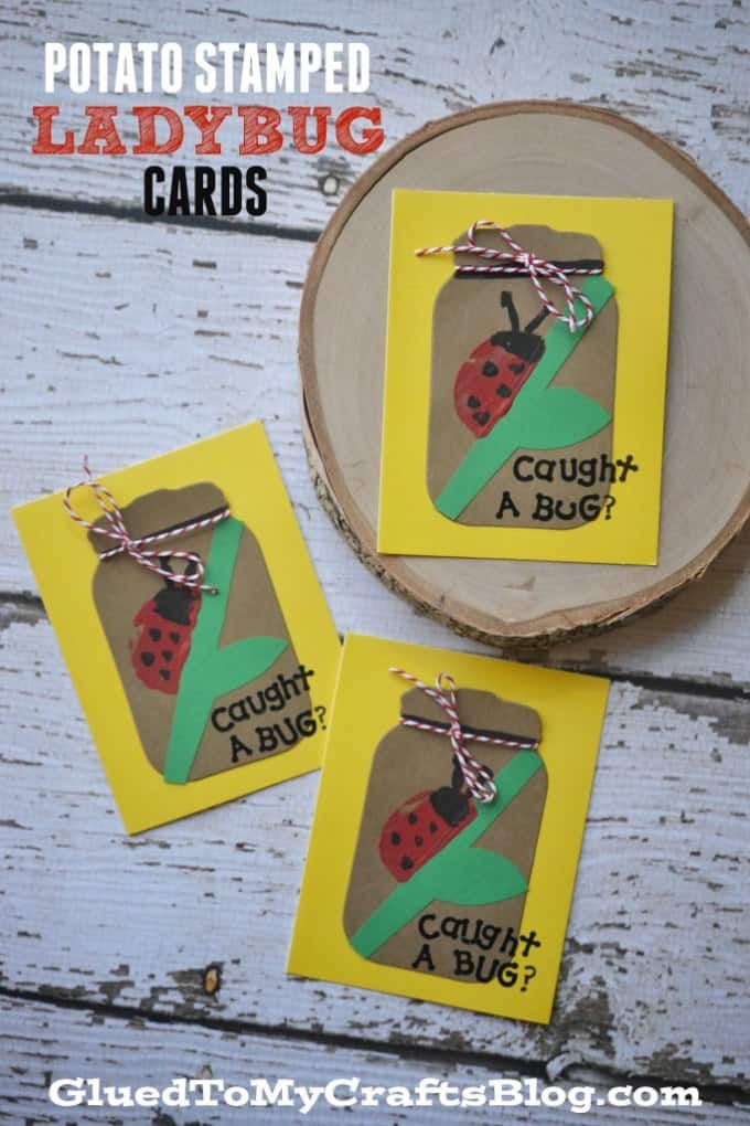 Potato stamped ladybug cards