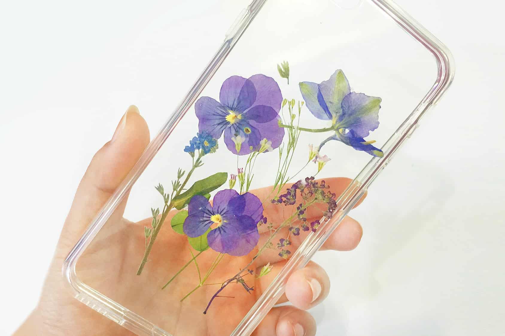 Pressed flower decoupage phone case