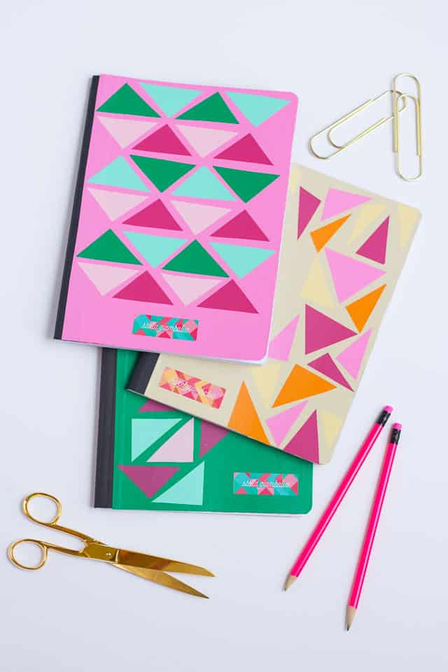 Triangular colour block notebooks