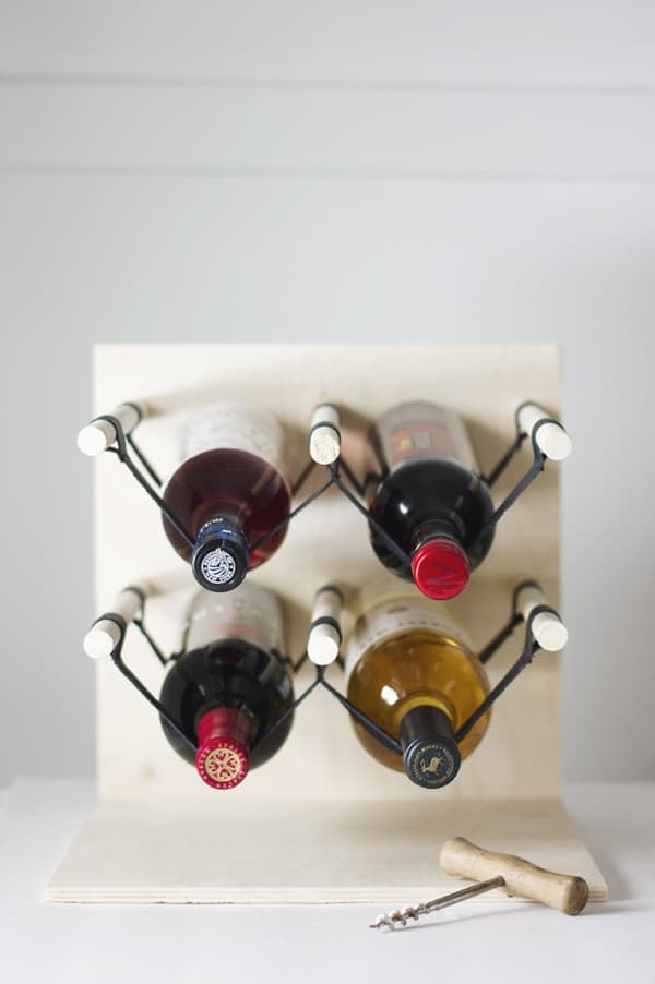 Wood and leather wine rack