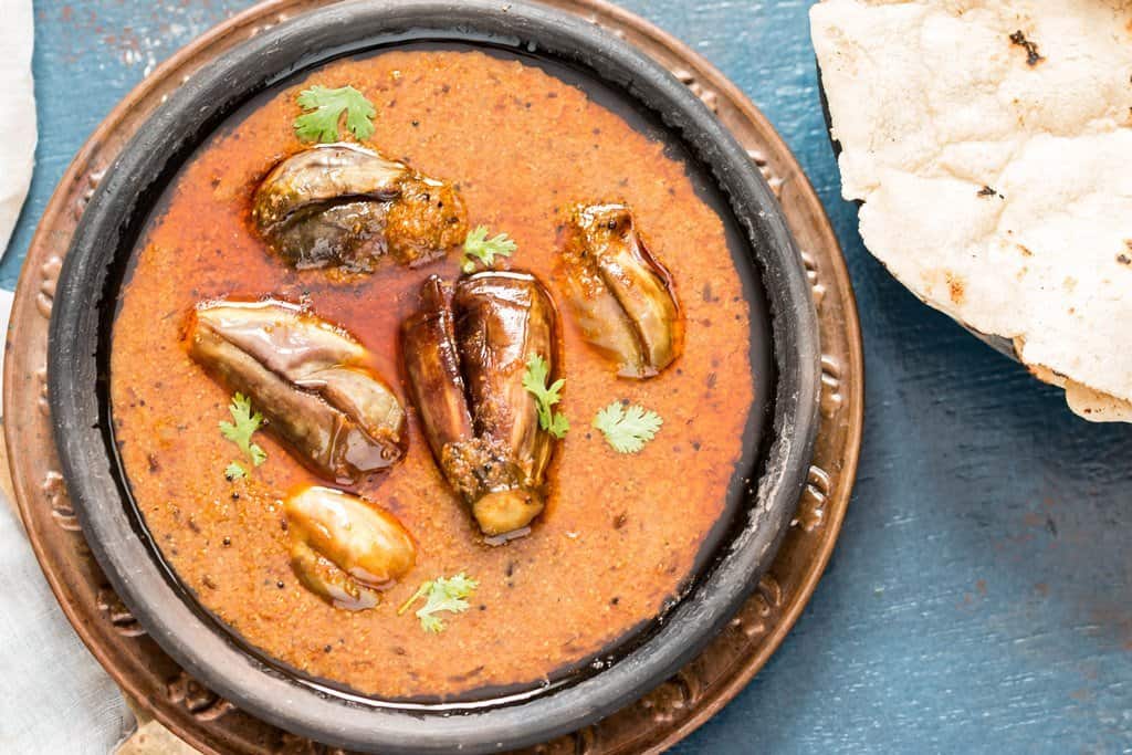 Andhra style eggplant poppyseed curry