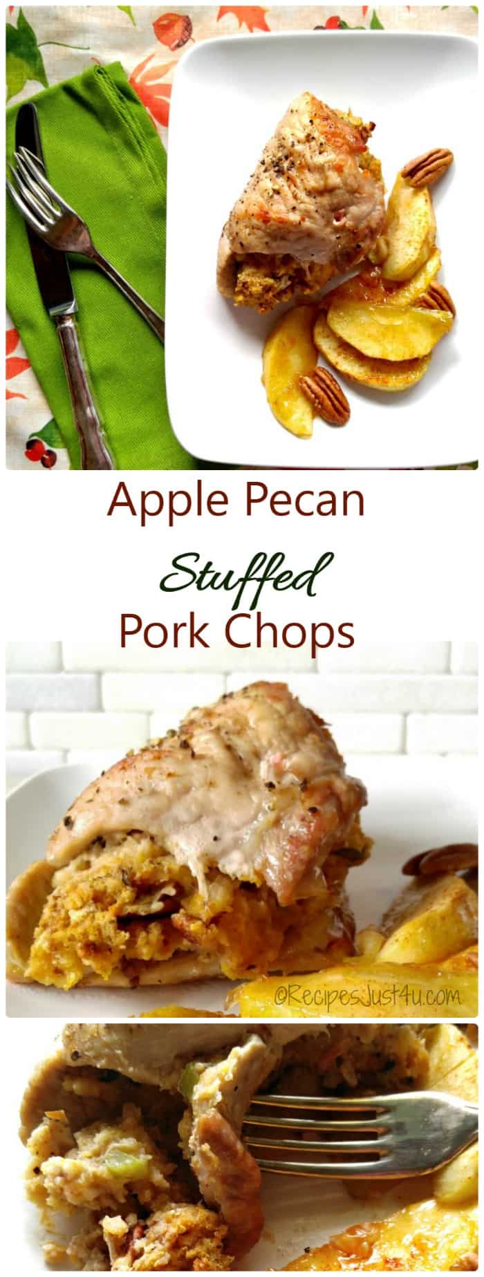 Apple pecan stuffed porkchops