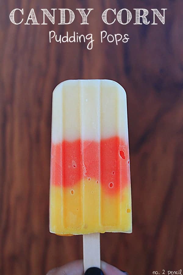 Candy corn pudding pops