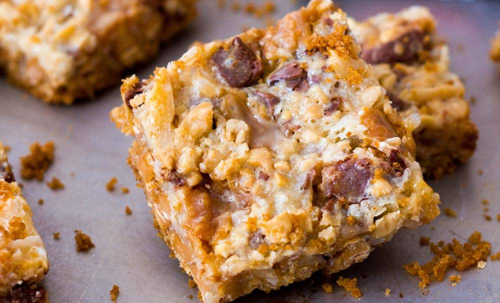Caramel Snickers 7 layer bars